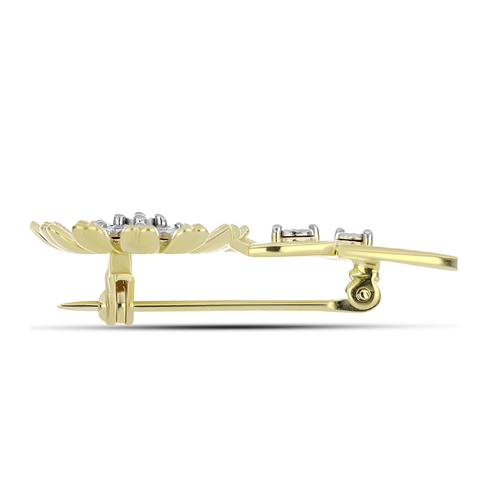 Arannyal Bevont Ezüst Bross Fehér Gyémánttal 2 