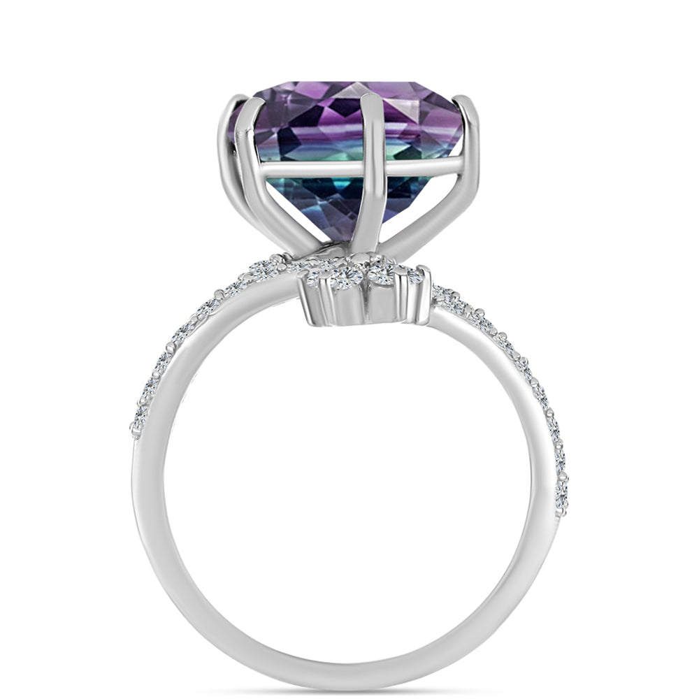 Ezüst Gyűrű Zebra Fluorittal és Fehér Topázzal 2 