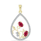 Arannyal Bevont Ezüst Medál Madagaszkári Rubinnal és Fehér Topázzal