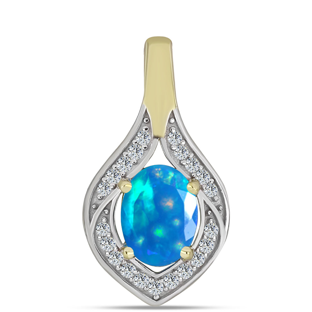 Arannyal Bevont Ezüst Medál Etiópiai Paradicsomi Opállal és Fehér Topázzal 1 