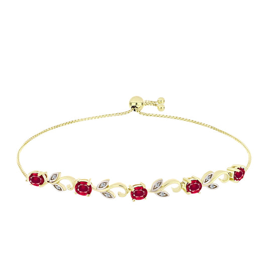Arannyal Bevont Ezüst Karkötő Madagaszkári Rubinnal és Fehér Topázzal