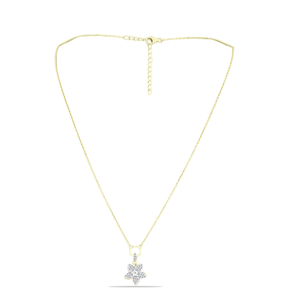 Arannyal Bevont Ezüst Nyaklánc Fehér Gyémánttal és Fehér Topázzal 1 