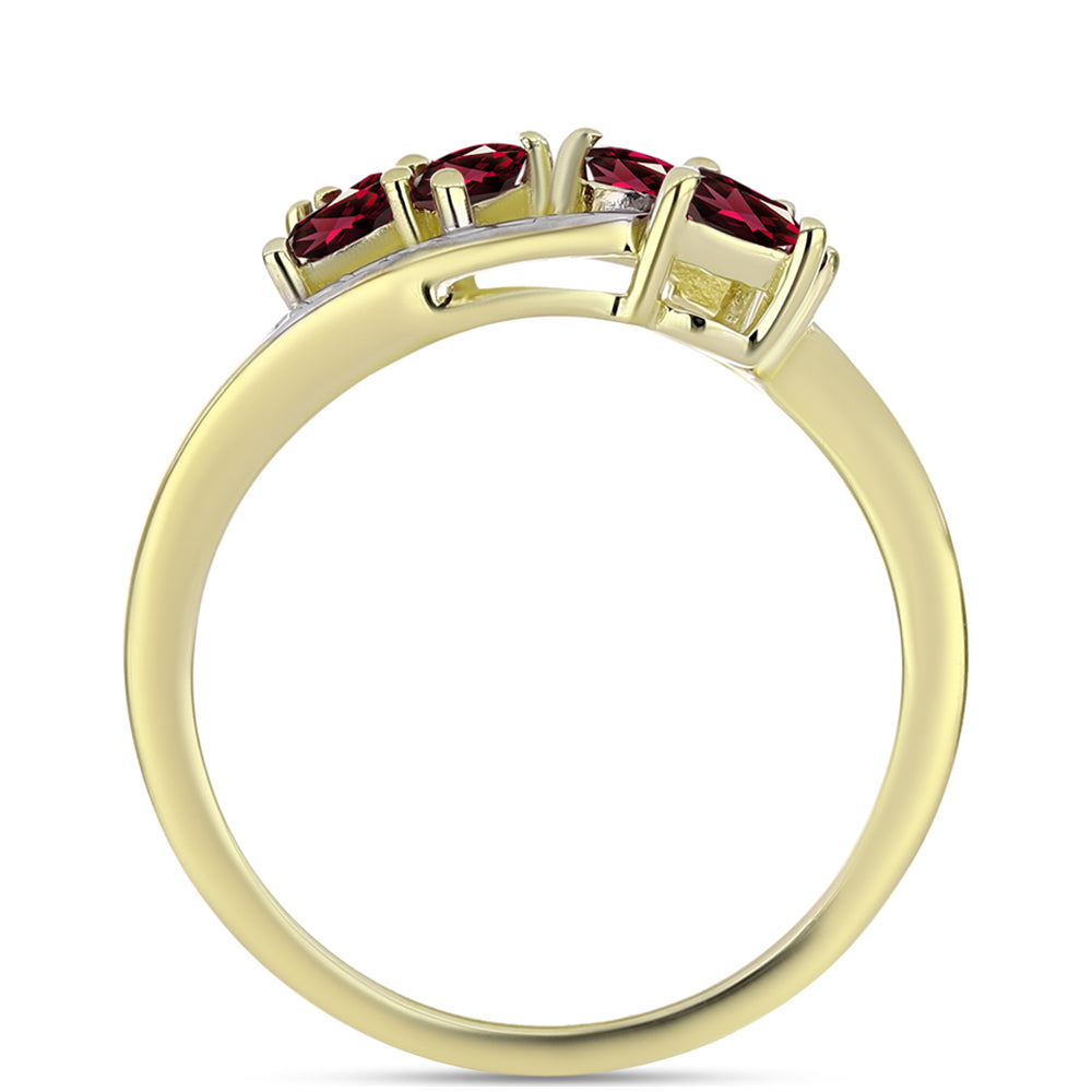 Arannyal Bevont Ezüst Gyűrű Rhodolit Gránáttal és Fehér Topázzal 2 