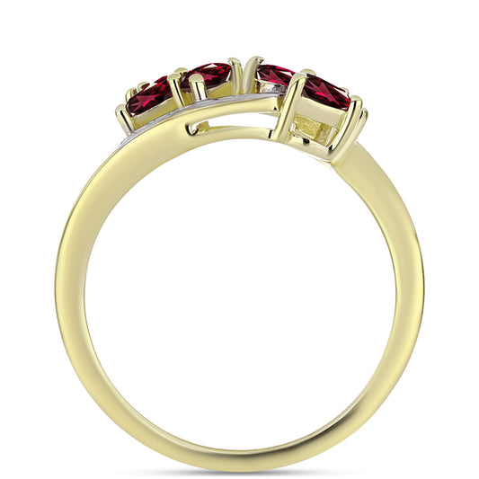 Arannyal Bevont Ezüst Gyűrű Rhodolit Gránáttal és Fehér Topázzal