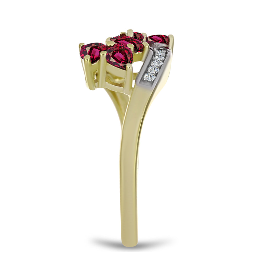 Arannyal Bevont Ezüst Gyűrű Rhodolit Gránáttal és Fehér Topázzal 4 