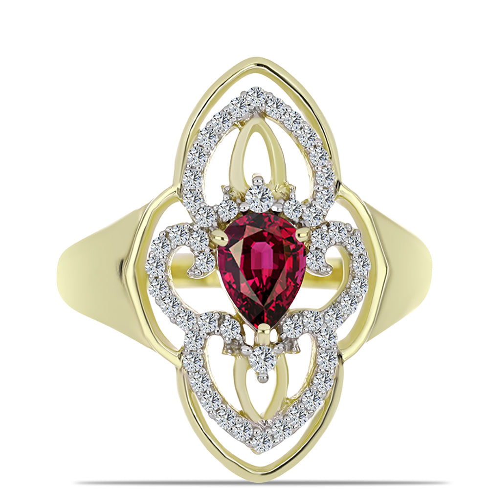 Arannyal Bevont Ezüst Gyűrű Rhodolit Gránáttal és Fehér Topázzal 1 