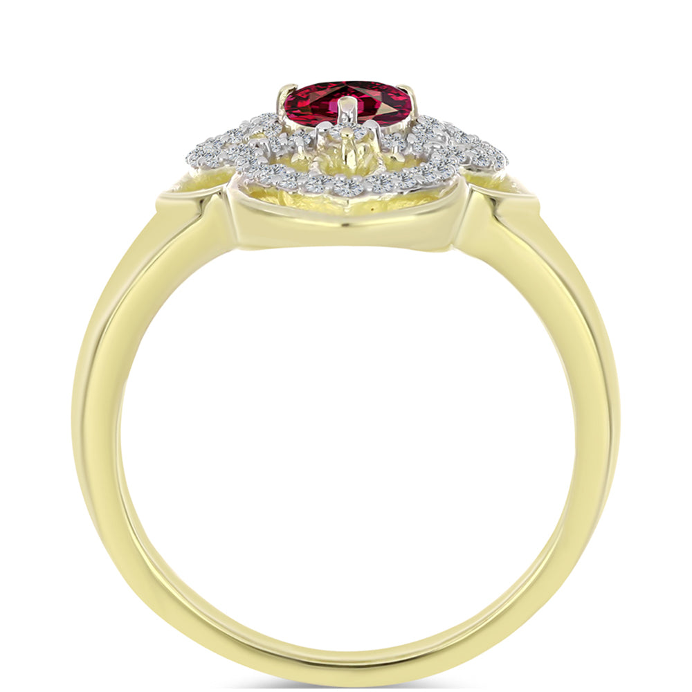 Arannyal Bevont Ezüst Gyűrű Rhodolit Gránáttal és Fehér Topázzal