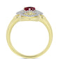 Arannyal Bevont Ezüst Gyűrű Rhodolit Gránáttal és Fehér Topázzal
