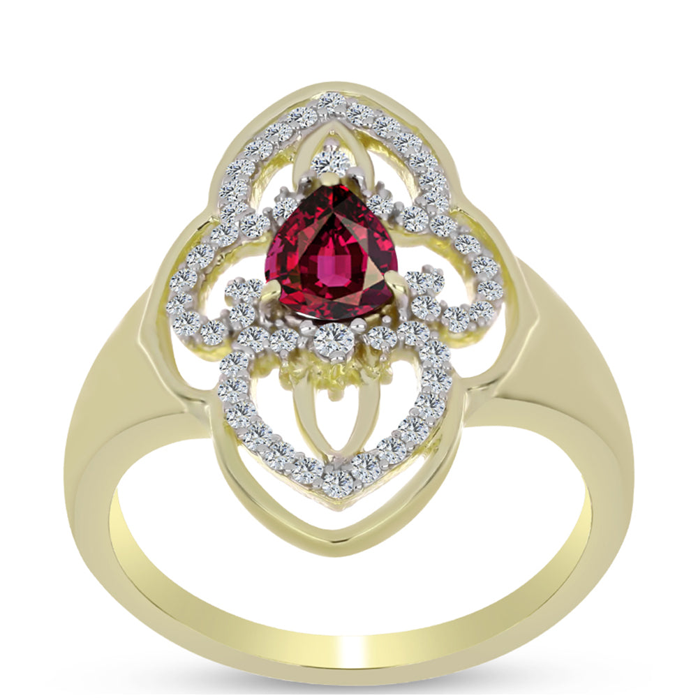 Arannyal Bevont Ezüst Gyűrű Rhodolit Gránáttal és Fehér Topázzal 3 