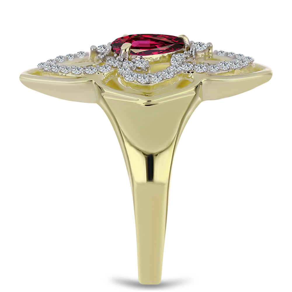 Arannyal Bevont Ezüst Gyűrű Rhodolit Gránáttal és Fehér Topázzal 4 