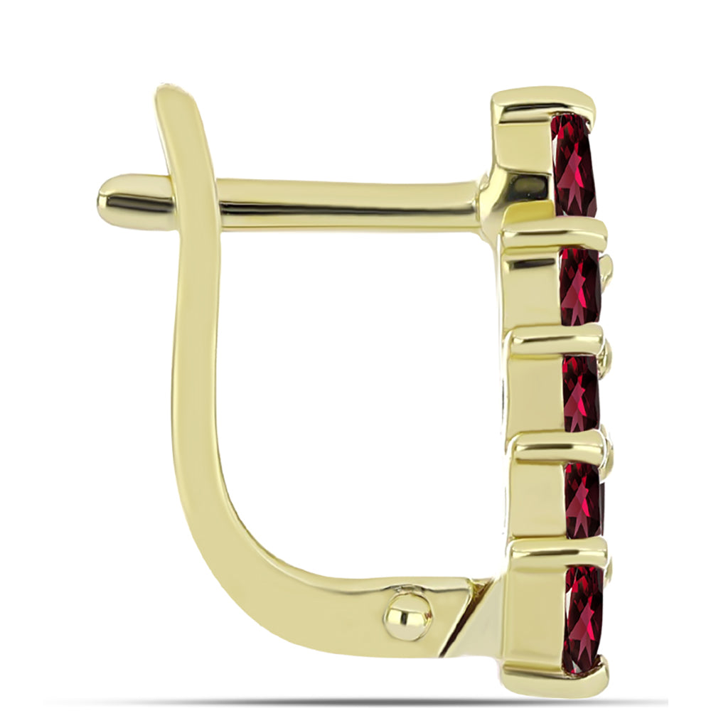 Arannyal Bevont Ezüst Fülbevaló Rhodolit Gránáttal 2 