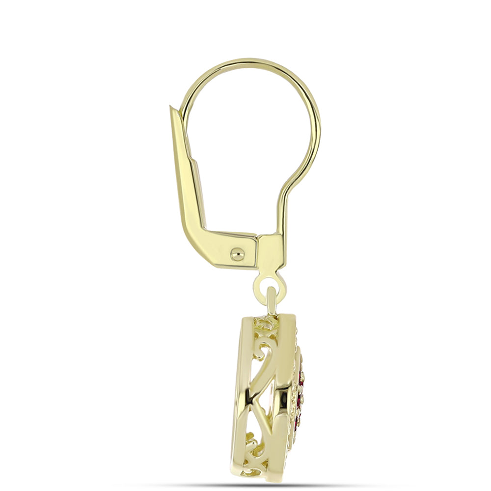 Arannyal Bevont Ezüst Fülbevaló Rhodolit Gránáttal