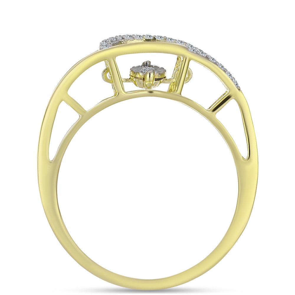 Arannyal Bevont Ezüst Gyűrű Fehér Gyémánttal és Fehér Topázzal 2 