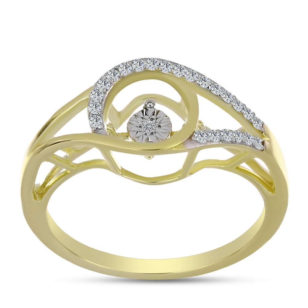 Arannyal Bevont Ezüst Gyűrű Fehér Gyémánttal és Fehér Topázzal