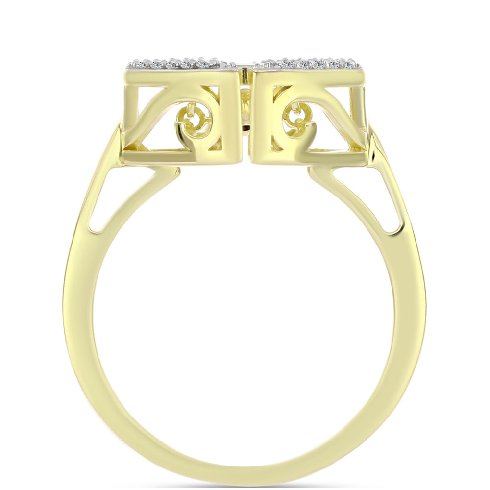 Arannyal Bevont Ezüst Gyűrű Fehér Gyémánttal és Fehér Topázzal 2 