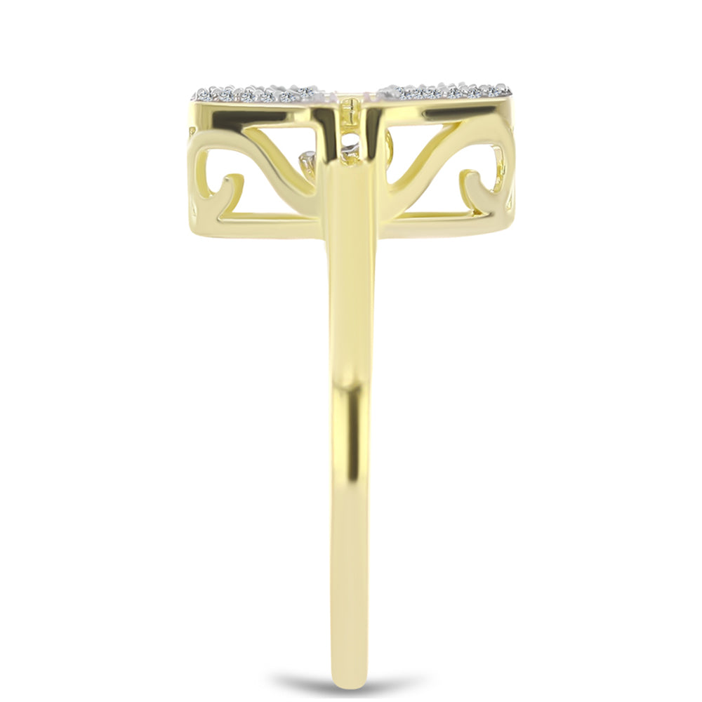 Arannyal Bevont Ezüst Gyűrű Fehér Gyémánttal és Fehér Topázzal