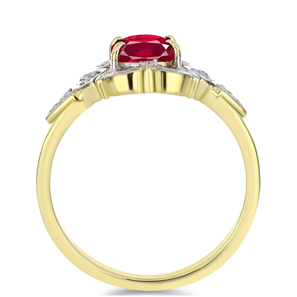 Arannyal Bevont Ezüst Gyűrű Madagaszkári Rubinnal és Fehér Topázzal 2 