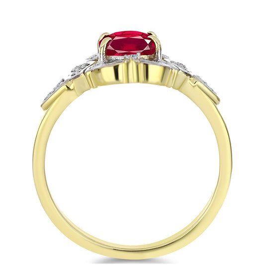 Arannyal Bevont Ezüst Gyűrű Madagaszkári Rubinnal és Fehér Topázzal