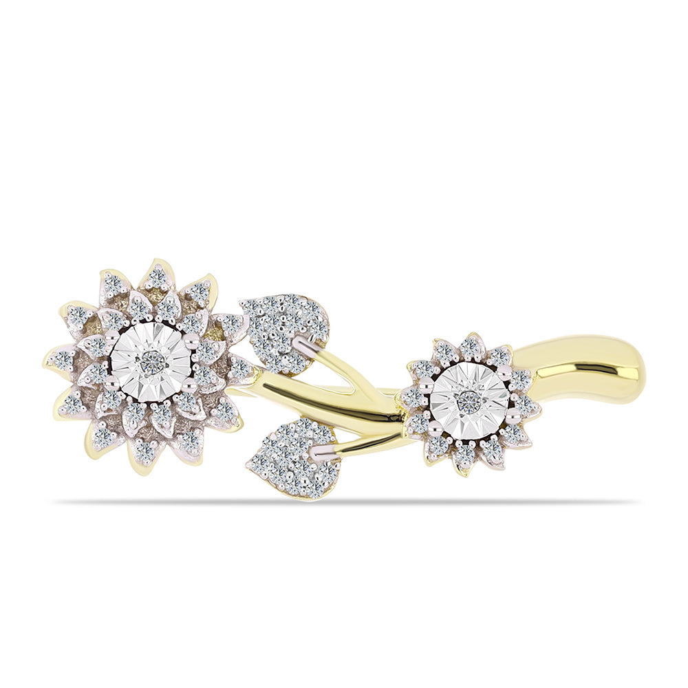 Arannyal Bevont Ezüst Bross Fehér Gyémánttal és Fehér Topázzal 1 