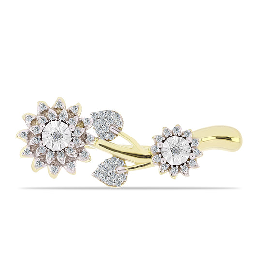 Arannyal Bevont Ezüst Bross Fehér Gyémánttal és Fehér Topázzal