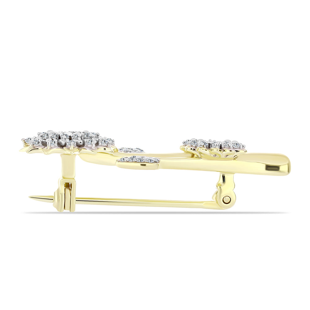 Arannyal Bevont Ezüst Bross Fehér Gyémánttal és Fehér Topázzal 2 