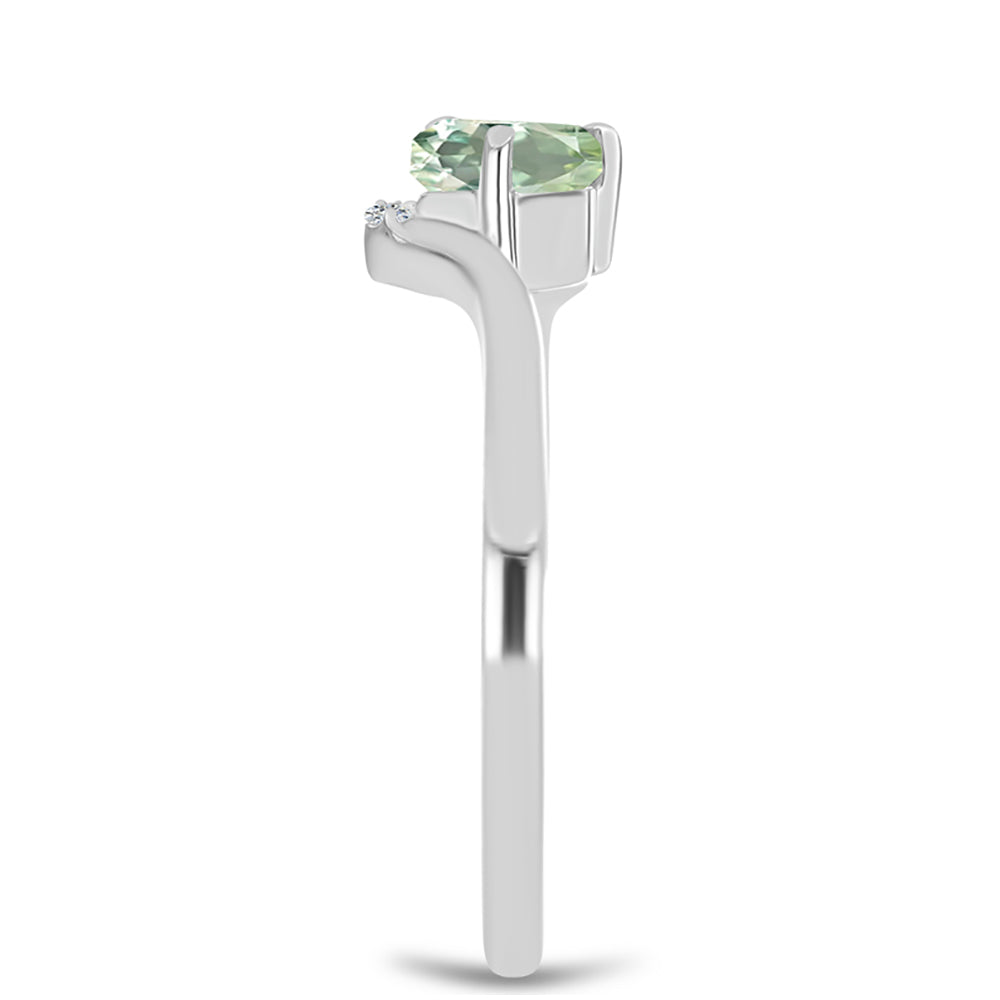 Ezüst Gyűrű Zöld Ametiszttel és Fehér Topázzal