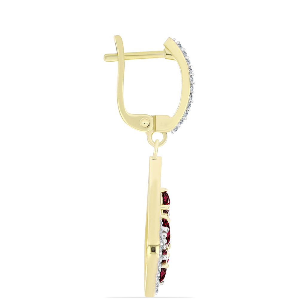 Arannyal Bevont Ezüst Fülbevaló Rhodolit Gránáttal és Fehér Topázzal 2 