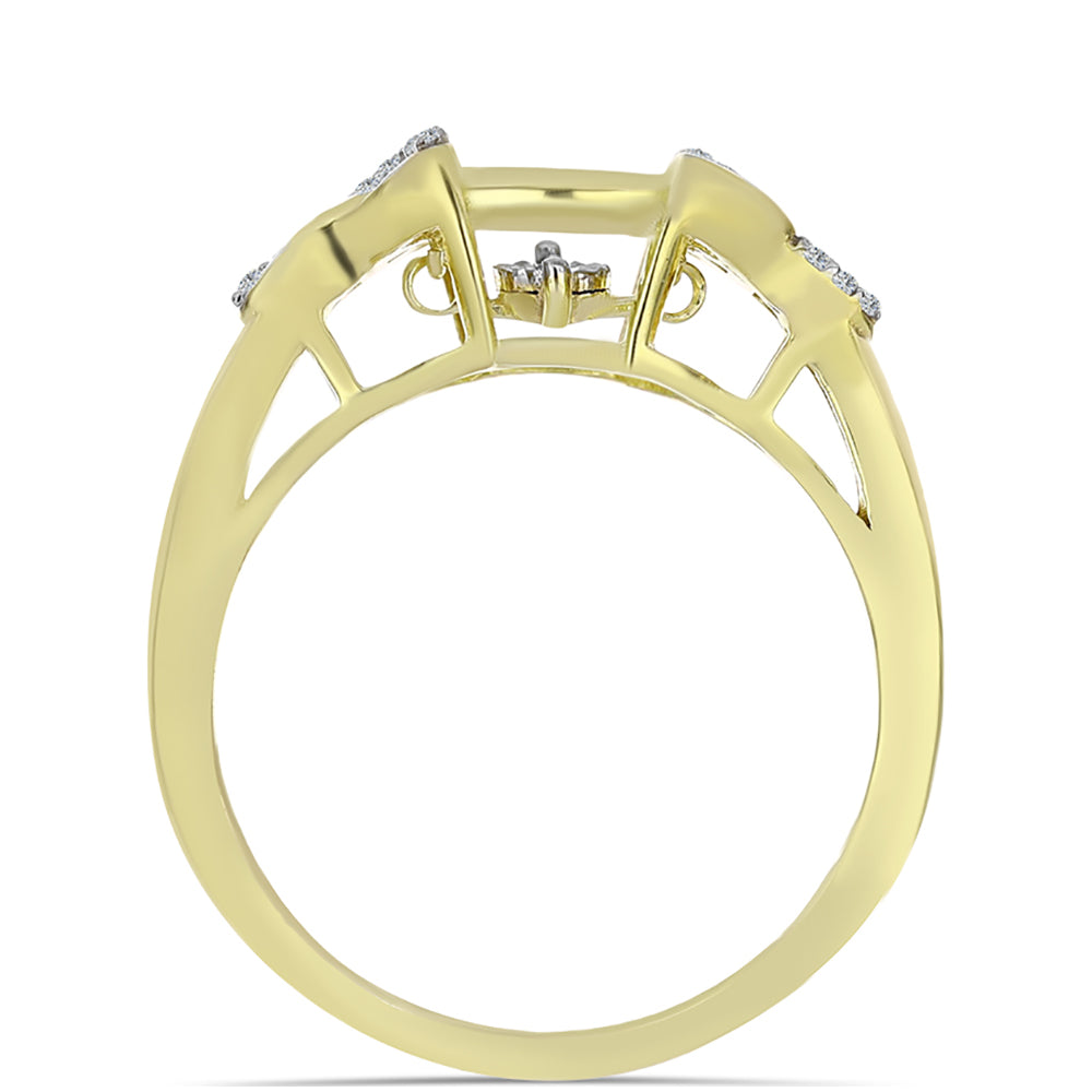 Arannyal Bevont Ezüst Gyűrű Fehér Gyémánttal és Fehér Topázzal 2 