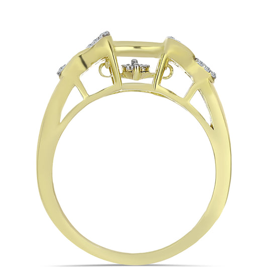 Arannyal Bevont Ezüst Gyűrű Fehér Gyémánttal és Fehér Topázzal