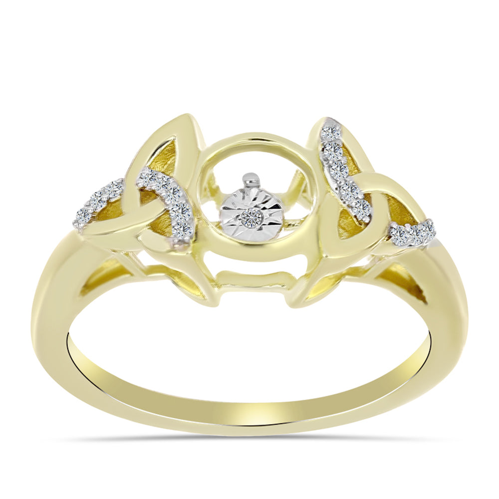 Arannyal Bevont Ezüst Gyűrű Fehér Gyémánttal és Fehér Topázzal 3 