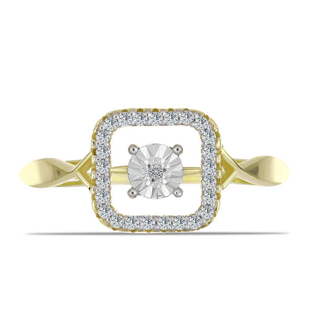 Arannyal Bevont Ezüst Gyűrű Fehér Gyémánttal és Fehér Topázzal