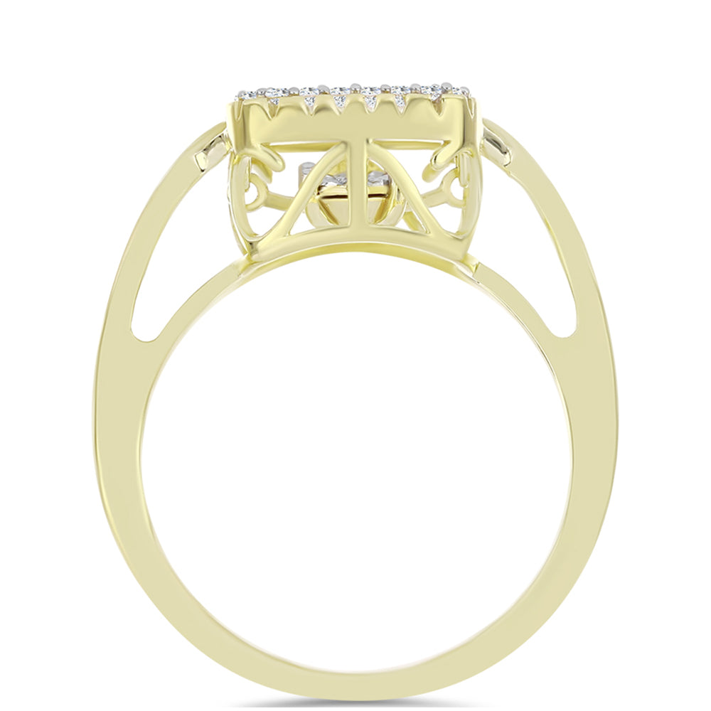 Arannyal Bevont Ezüst Gyűrű Fehér Gyémánttal és Fehér Topázzal