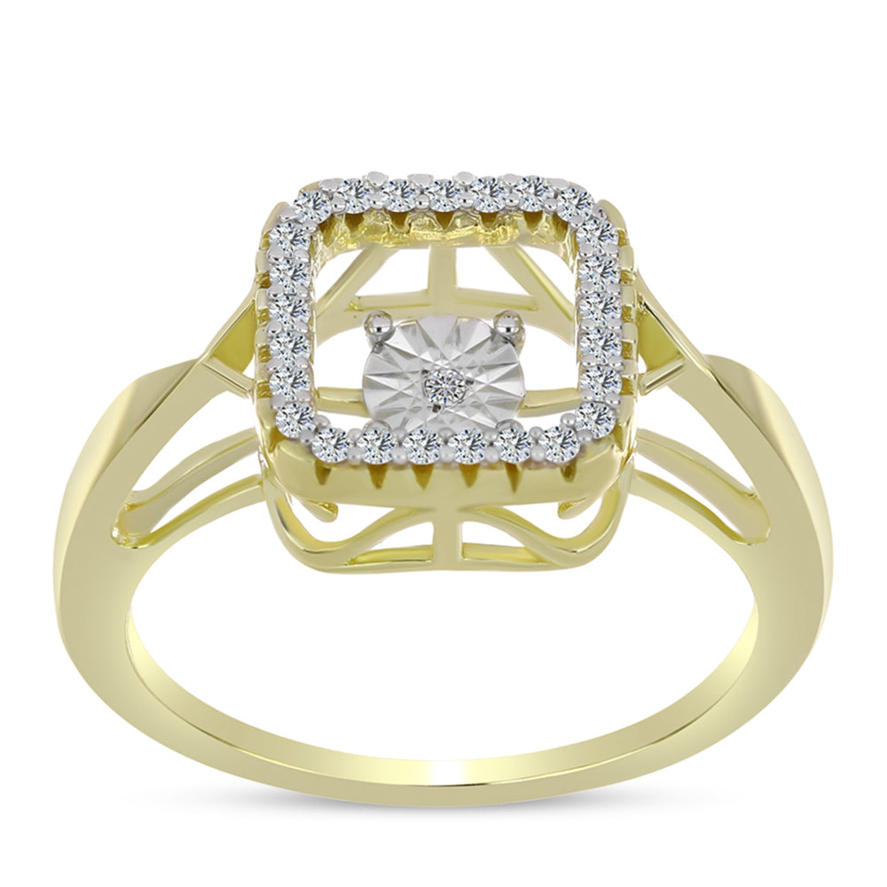 Arannyal Bevont Ezüst Gyűrű Fehér Gyémánttal és Fehér Topázzal 3 