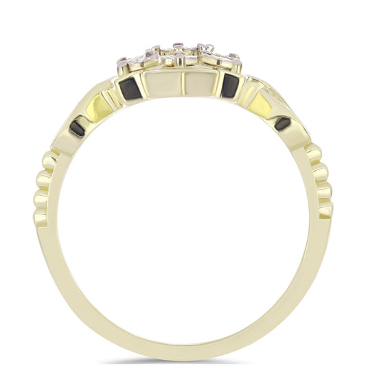 Arannyal Bevont Ezüst Gyűrű Fehér Gyémánttal