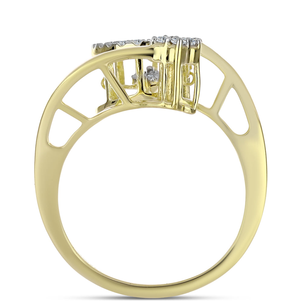 Arannyal Bevont Ezüst Gyűrű Fehér Gyémánttal és Fehér Topázzal 2 