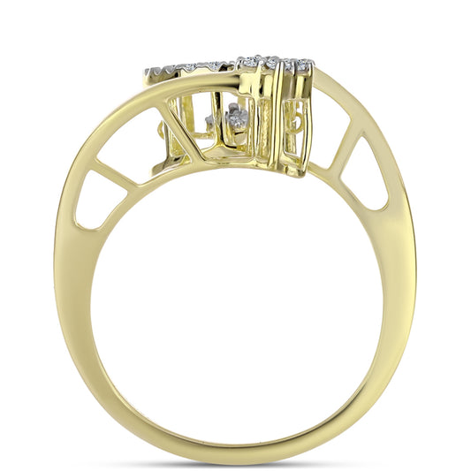 Arannyal Bevont Ezüst Gyűrű Fehér Gyémánttal és Fehér Topázzal