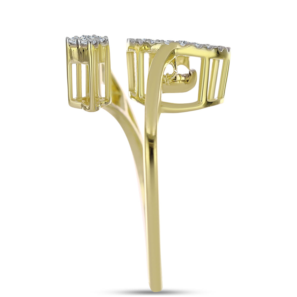 Arannyal Bevont Ezüst Gyűrű Fehér Gyémánttal és Fehér Topázzal 4 