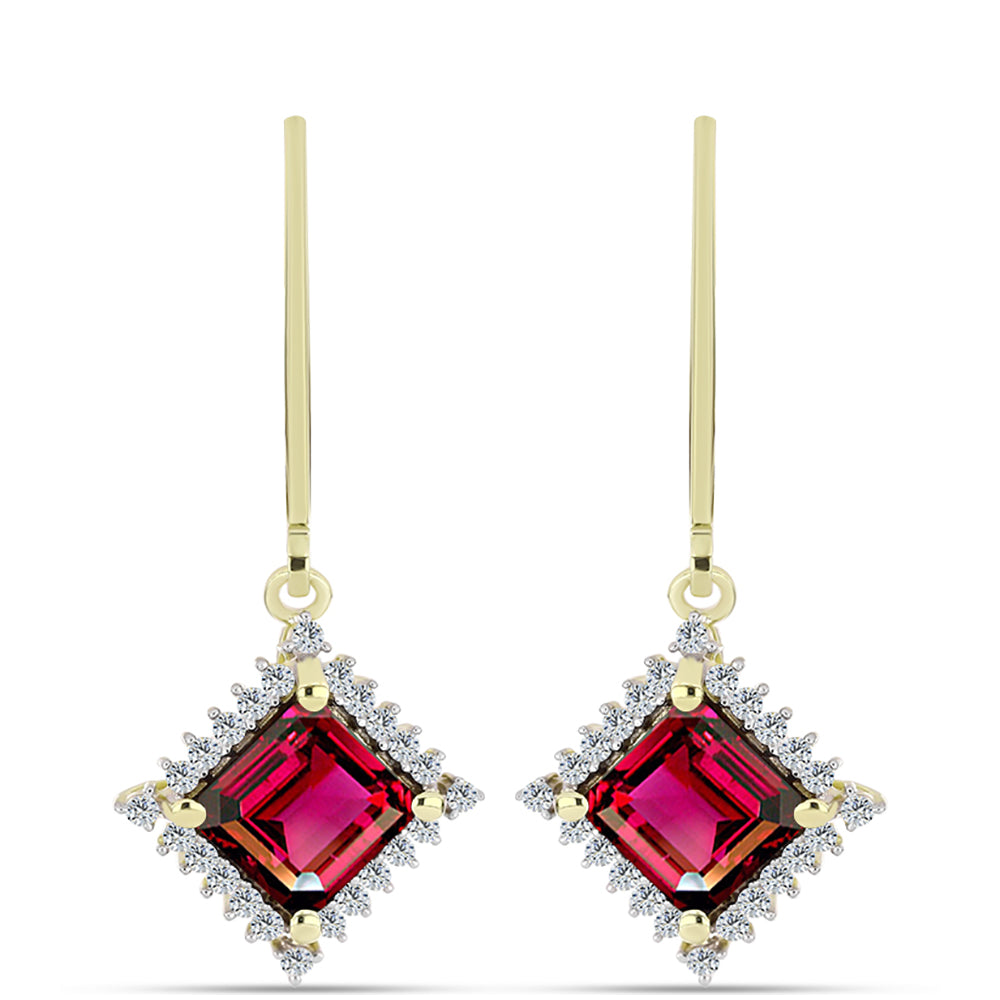 Arannyal Bevont Ezüst Fülbevaló Rhodolit Gránáttal és Fehér Topázzal