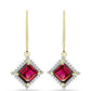Arannyal Bevont Ezüst Fülbevaló Rhodolit Gránáttal és Fehér Topázzal