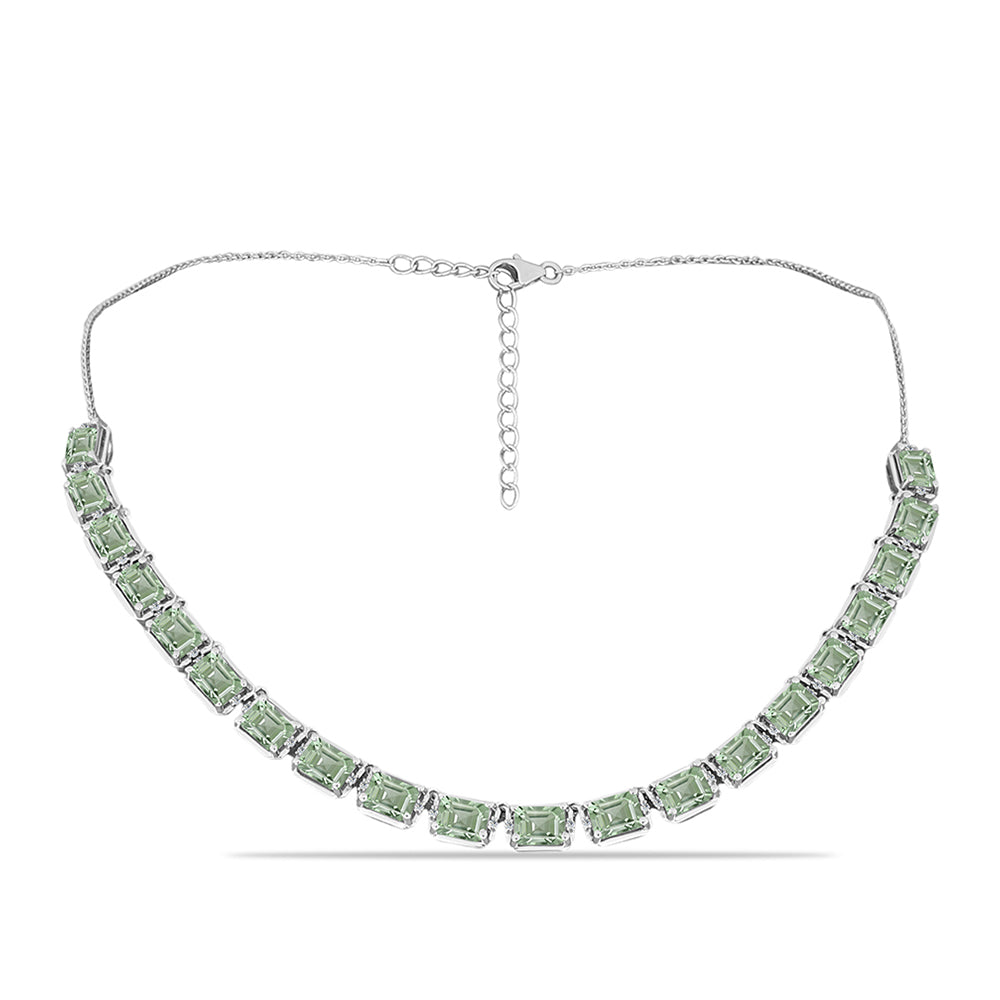 Ezüst Nyaklánc Zöld Ametiszttel és Fehér Topázzal 1 