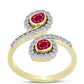 Arannyal Bevont Ezüst Gyűrű Madagaszkári Rubinnal és Fehér Topázzal