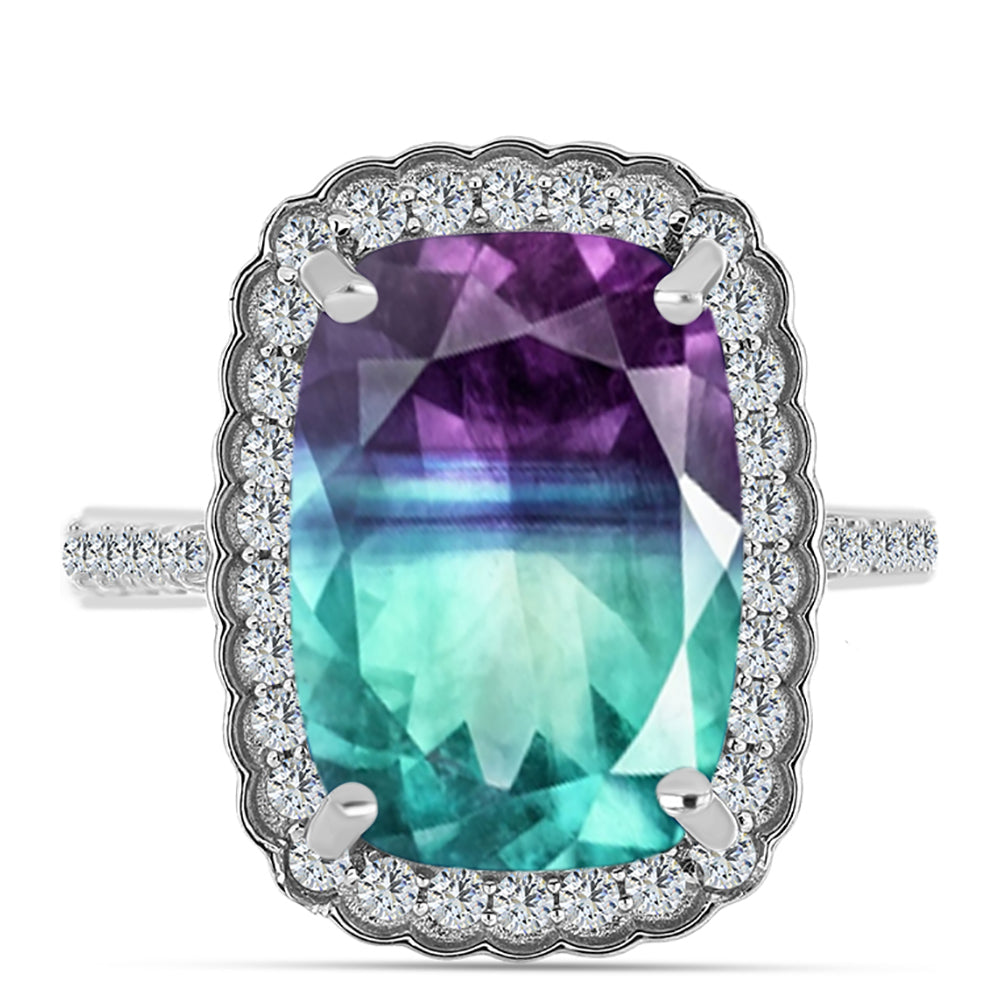 Ezüst Gyűrű Zebra Fluorittal és Fehér Topázzal 1 