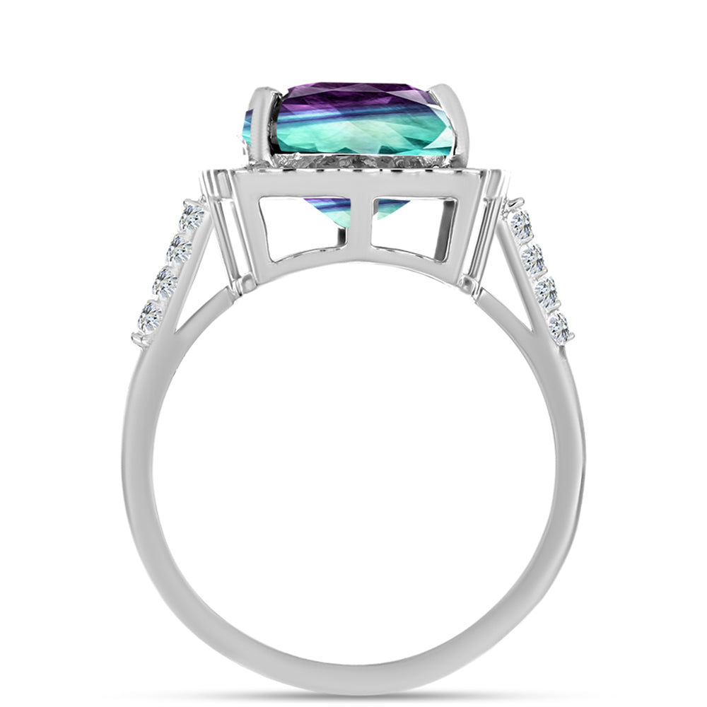 Ezüst Gyűrű Zebra Fluorittal és Fehér Topázzal 2 