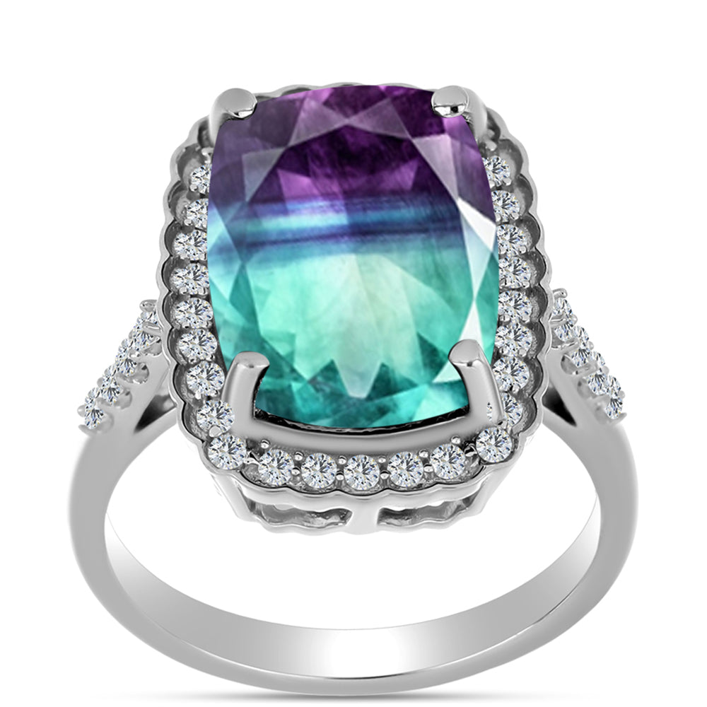 Ezüst Gyűrű Zebra Fluorittal és Fehér Topázzal 3 