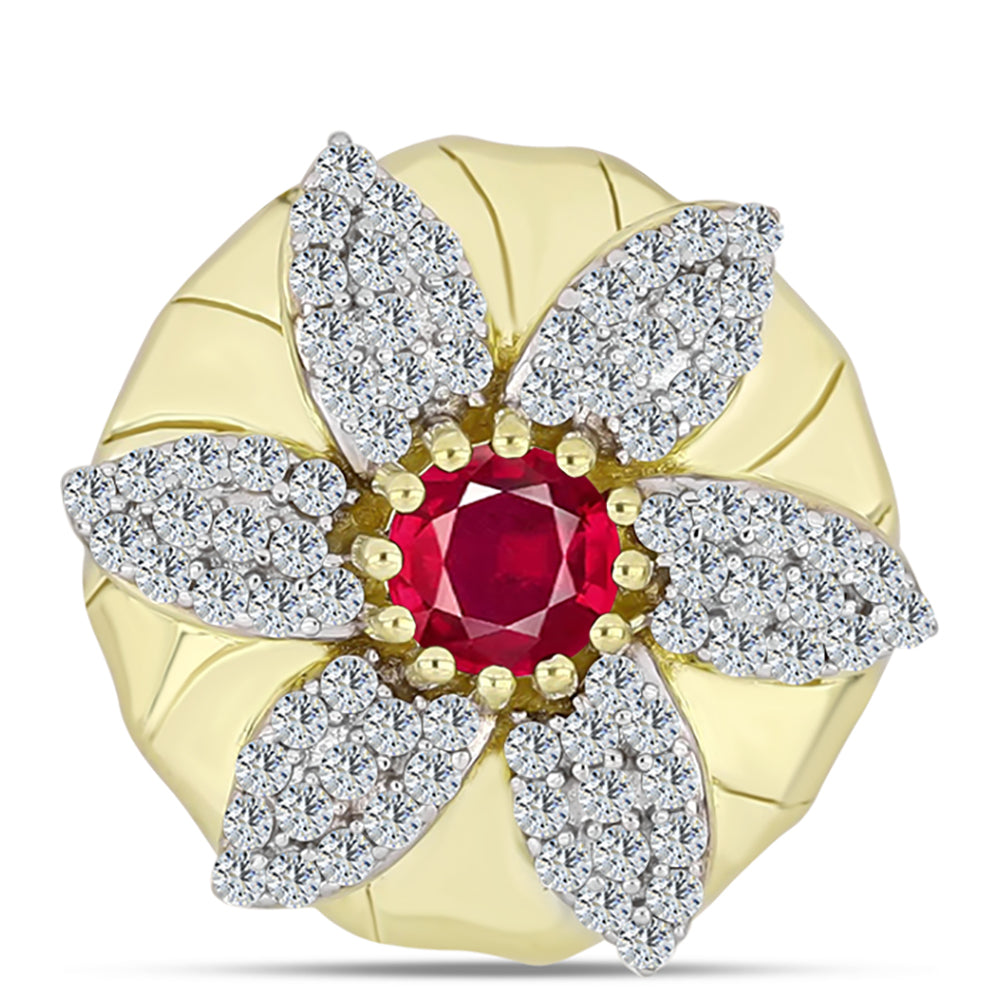 Arannyal Bevont Ezüst Medál Madagaszkári Rubinnal és Fehér Topázzal 1 