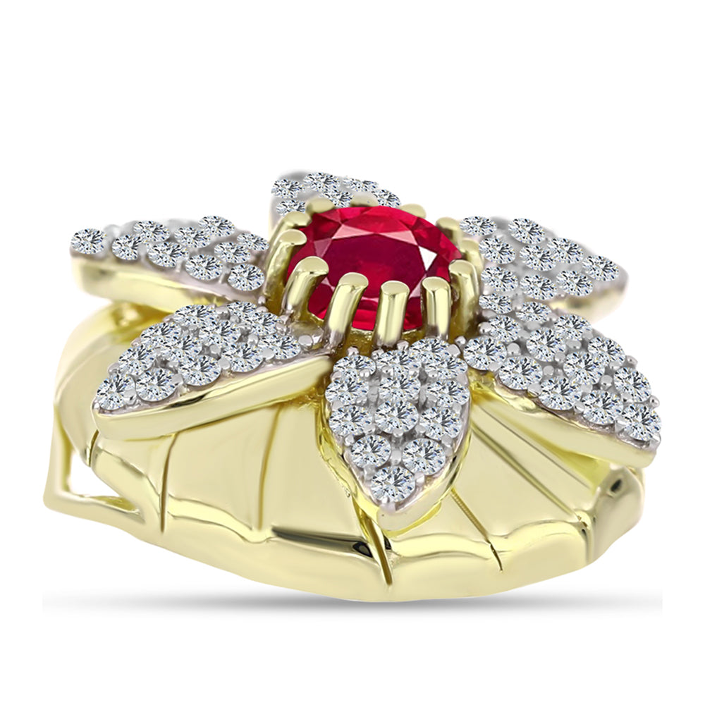 Arannyal Bevont Ezüst Medál Madagaszkári Rubinnal és Fehér Topázzal 2 