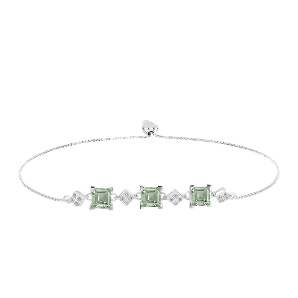 Ezüst Karkötő Zöld Ametiszttel és Fehér Topázzal