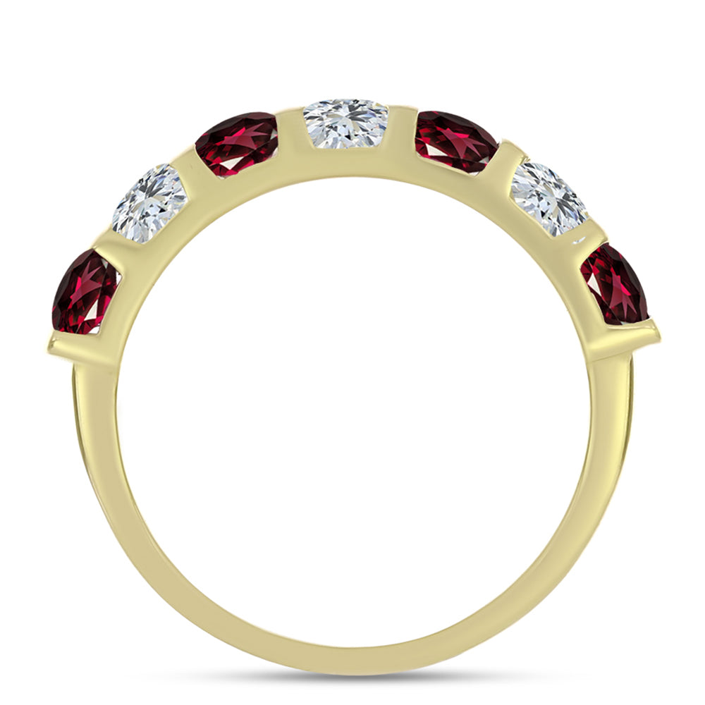 Arannyal Bevont Ezüst Gyűrű Rhodolit Gránáttal és Fehér Topázzal