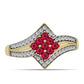 Arannyal Bevont Ezüst Gyűrű Madagaszkári Rubinnal és Fehér Topázzal