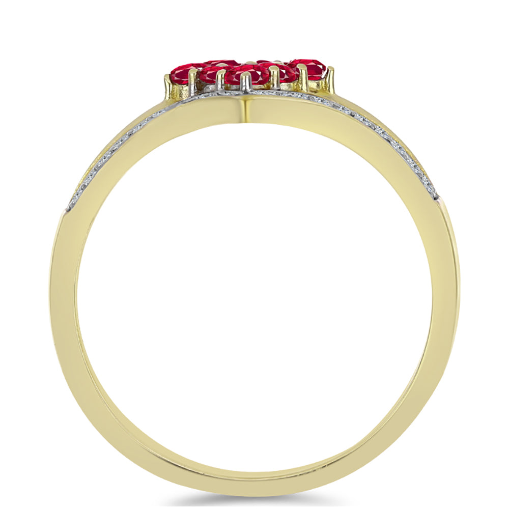 Arannyal Bevont Ezüst Gyűrű Madagaszkári Rubinnal és Fehér Topázzal